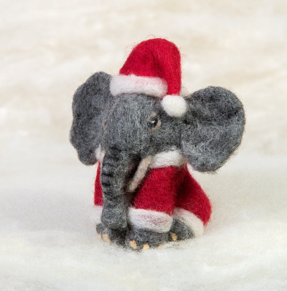 Elephant in Santa suit