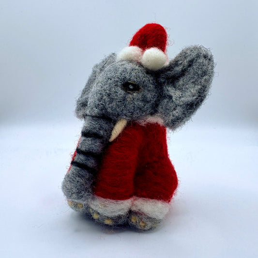 Elephant in Santa suit