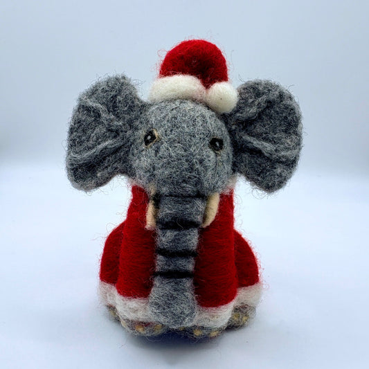 Elephant in Santa suit