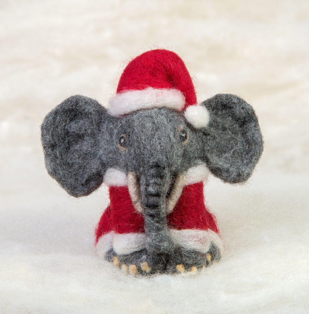Elephant in Santa suit