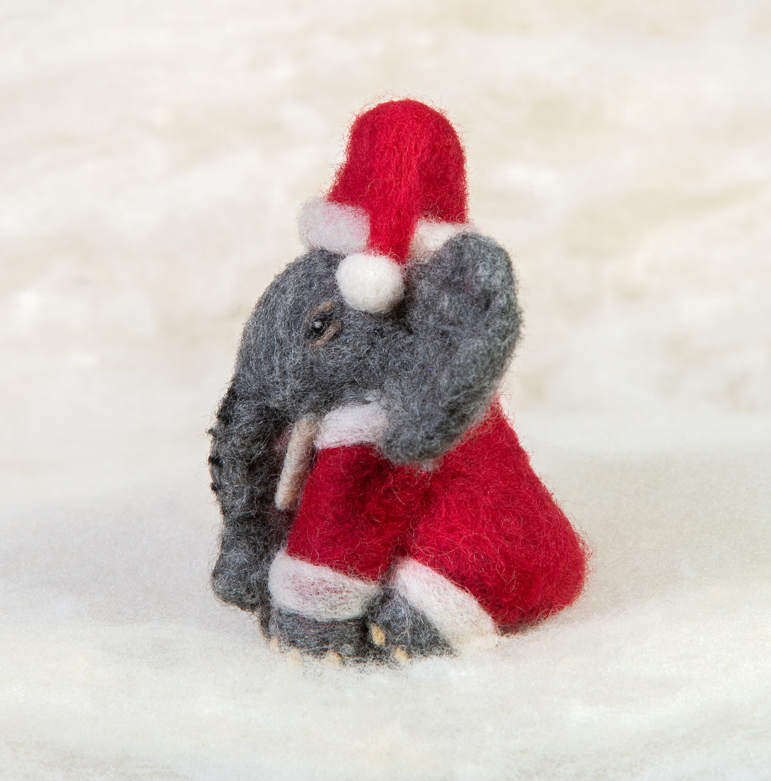 Elephant in Santa suit